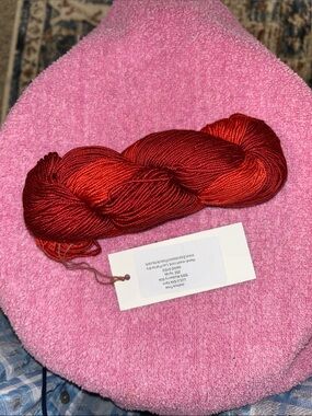 Expression Fiber Arts Lulu Silk Yarn, Hand-Dyed Red-Orange Yarn Skein, 1 skein